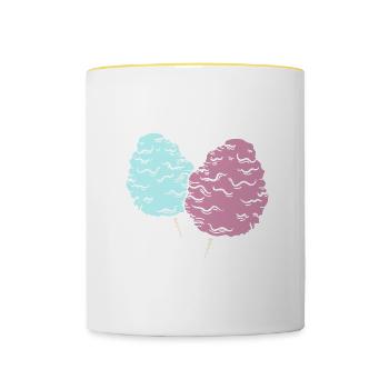 Was ist besser als eine Zuckerwatte? Zwei Zuckerwa - Tasse zweifarbig - Weiß/Gelb - Vorne