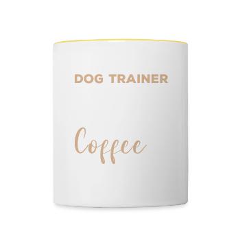 Ce dresseur de chiens fonctionne sur le café - Mug contrasté - blanc/jaune - Devant
