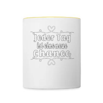 Jeder Tag ist eine neue Chance - Tasse zweifarbig - Weiß/Gelb - Vorne