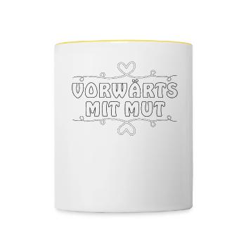 VORWÄRTS MIT MUT - Tasse zweifarbig - Weiß/Gelb - Vorne