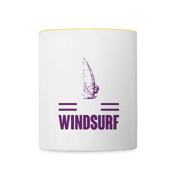 keep calm windsurfen - Tasse zweifarbig - Weiß/Gelb - Vorne