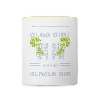 Was ist besser als ein Glas Gin? Zwei Gläser Gin G - Tasse zweifarbig - Weiß/Gelb - Vorne