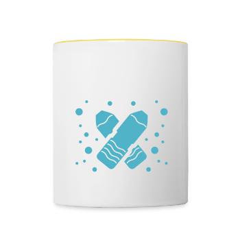 Was ist besser als ein Wasser? Zwei Wasser Lieblin - Tasse zweifarbig - Weiß/Gelb - Vorne