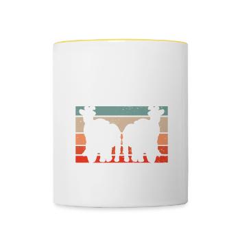 Was ist besser als eine Ziege? 2 Ziegen, 3 Ziegen, - Tasse zweifarbig - Weiß/Gelb - Vorne