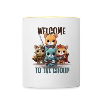 Bienvenue au groupe de jeu de rôle Fantasy Fantasy Shirt - Mug contrasté - blanc/jaune - Devant