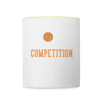 Nous sommes ici pour Polo Taille La concurrence - Mug contrasté - blanc/jaune - Devant