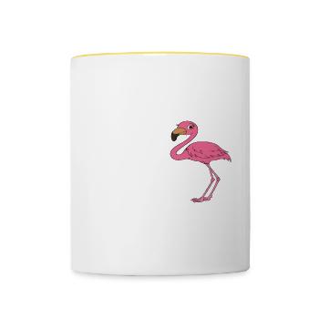 Funny flamingo - Contrasting Mug - white/yellow - Front