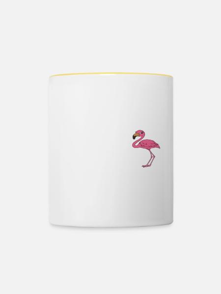 Lustiger Flamingo - Tasse zweifarbig - Weiß/Gelb