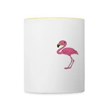 Drôle de flamant rose - Mug contrasté - blanc/jaune - Devant