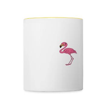 Funny flamingo - Contrasting Mug - white/yellow - Front