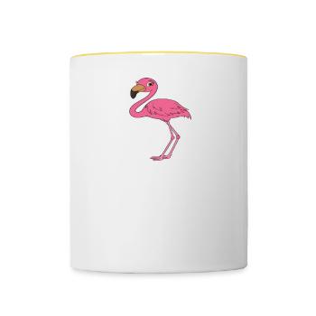 Drôle de flamant rose - Mug contrasté - blanc/jaune - Devant