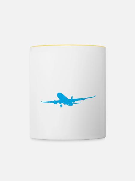 Flugbegleiter Papa Stewardess Flugbegleiter - Tasse zweifarbig - Weiß/Gelb