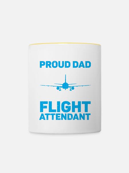 Flugbegleiter Papa Stewardess Flugbegleiter - Tasse zweifarbig - Weiß/Gelb