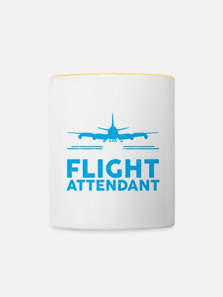 Flugbegleiter Papa Stewardess Flugbegleiter - Tasse zweifarbig - Weiß/Gelb