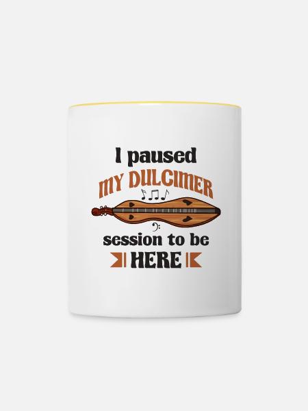 Musikinstrumenten-Musiker, Berg-Dulcimer-Spieler - Tasse zweifarbig - Weiß/Gelb