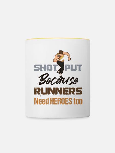 Leichtathletik, Leichtathletik, Wurfsportler, - Tasse zweifarbig - Weiß/Gelb