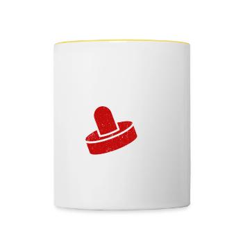 Ma technique de hockey sur air - Mug contrasté - blanc/jaune - Devant