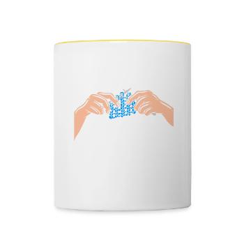 Don't Talk To Me I'm Counting Crochet - Contrasting Mug - white/yellow - Front