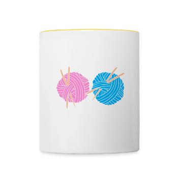 Crochet Better Than Therapy - Tasse zweifarbig - Weiß/Gelb - Vorne