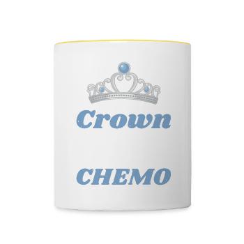 Tenez ma couronne pendant que je termine ma chimio 67 - Mug contrasté - blanc/jaune - Devant