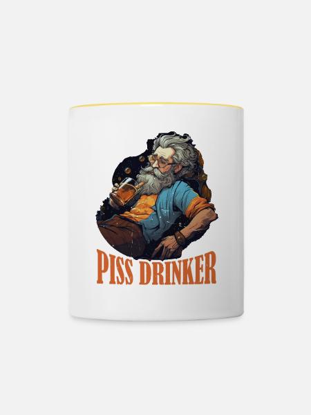 Piss Drinker 38 - Tasse zweifarbig - Weiß/Gelb