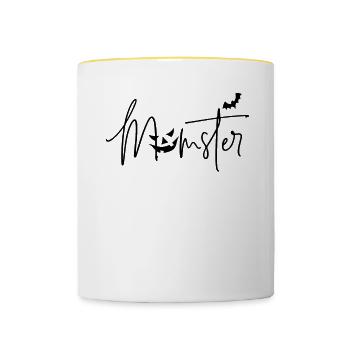 Momster Halloween Karneval Kostüm Mama Frauen - Tasse zweifarbig - Weiß/Gelb - Vorne