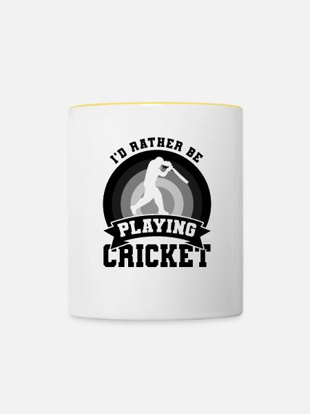 Kricketspieler Witz - Tasse zweifarbig - Weiß/Gelb