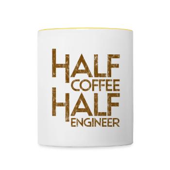 Half Coffee Half Engineer 3 - Contrasting Mug - white/yellow - Front