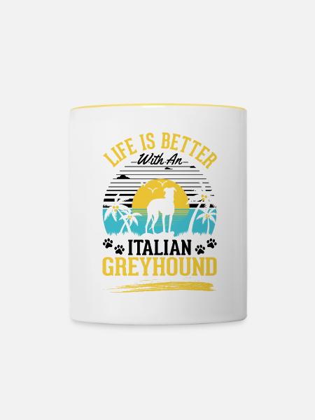 Italienischer Windhund Geschenk - Tasse zweifarbig - Weiß/Gelb