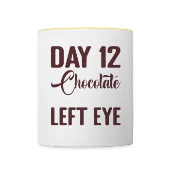Without Chocolate, Lost Hearing In My Left Eye 7 - Contrasting Mug - white/yellow - Front