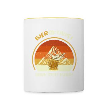 Bieraktivist Heben statt Kleben - Tasse zweifarbig - Weiß/Gelb - Vorne