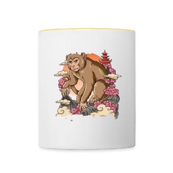 Année du Singe Nouvel An lunaire chinois - Mug contrasté - blanc/jaune - Devant