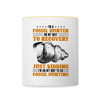 Fossils, paleontologist, fossil collector, - Contrasting Mug - white/yellow - Front