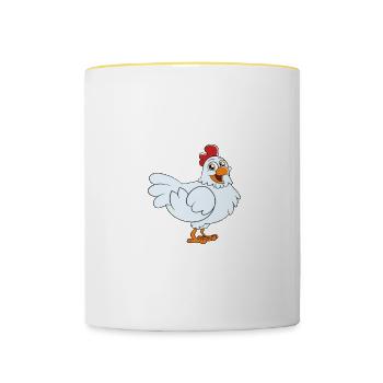 Funny Chicken Saying Chicken - Contrasting Mug - white/yellow - Front