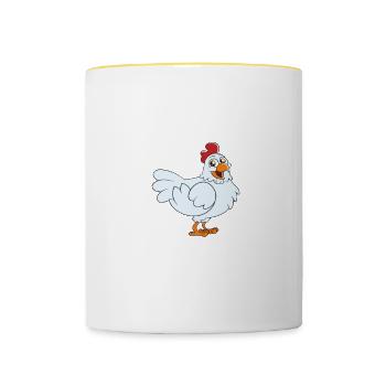 Drôle de poulet disant poulet - Mug contrasté - blanc/jaune - Devant