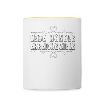LEBE HANDLE ERREICHE ZIELE - Tasse zweifarbig - Weiß/Gelb - Vorne