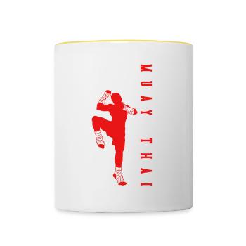 Muay Thai Boxing - Tasse zweifarbig - Weiß/Gelb - Vorne