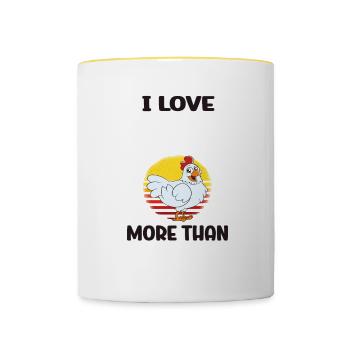 Funny Chicken Saying Chicken - Contrasting Mug - white/yellow - Front