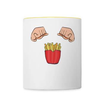 Frites amusantes Frites drôles - Mug contrasté - blanc/jaune - Devant