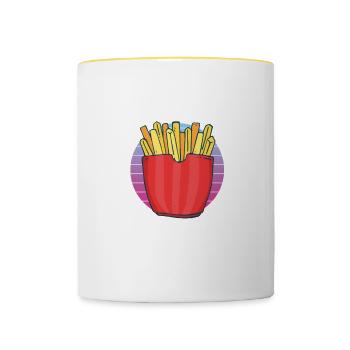 Frites amusantes Frites drôles - Mug contrasté - blanc/jaune - Devant
