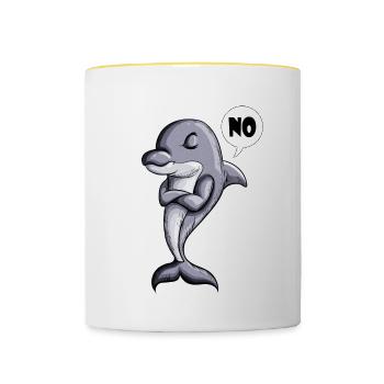 Delfin Meeressäuger sagt NO Urlaub Pause Erholen - Tasse zweifarbig - Weiß/Gelb - Vorne