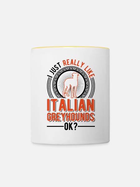 Italienischer Windhund Geschenk - Tasse zweifarbig - Weiß/Gelb