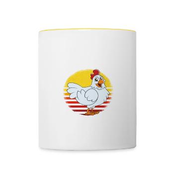 Funny Chicken Saying Chicken - Contrasting Mug - white/yellow - Front