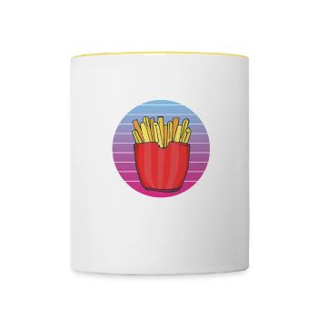 Frites amusantes Frites drôles - Mug contrasté - blanc/jaune - Devant