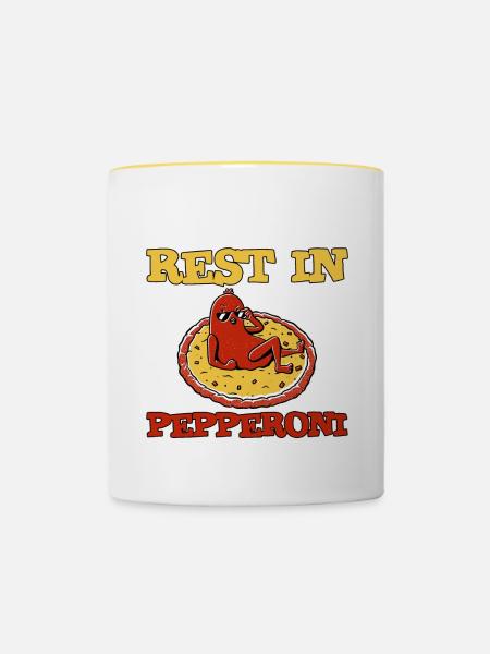 Rest In Pepperoni 2 - Tasse zweifarbig - Weiß/Gelb