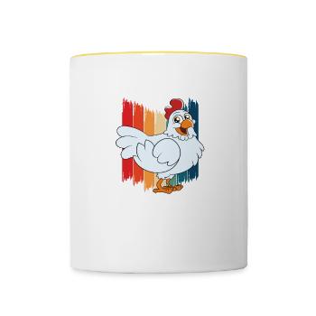 Funny Chicken Saying Chicken - Contrasting Mug - white/yellow - Front