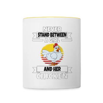 Funny Chicken Saying Chicken - Contrasting Mug - white/yellow - Front