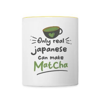 Grüntee-Liebhaber Japanischer Matcha-Latte-Drink - Tasse zweifarbig - Weiß/Gelb - Vorne