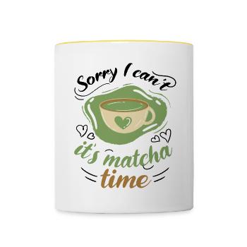 Grüntee-Liebhaber Japanischer Matcha-Latte-Drink - Tasse zweifarbig - Weiß/Gelb - Vorne