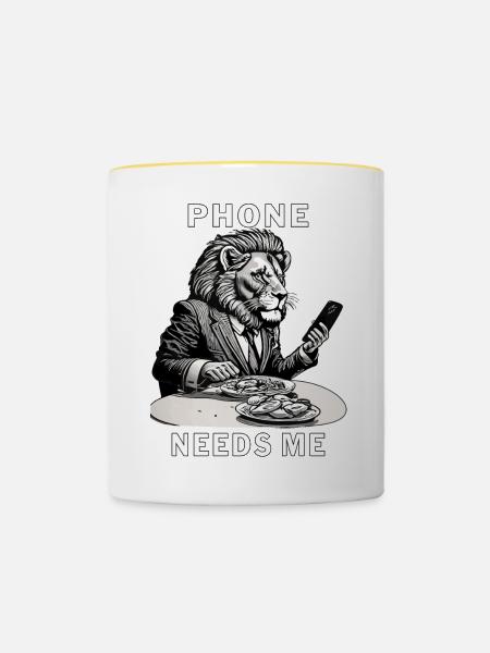 SMARTPHONE PHONE NEEDS ME - Tasse zweifarbig - Weiß/Gelb